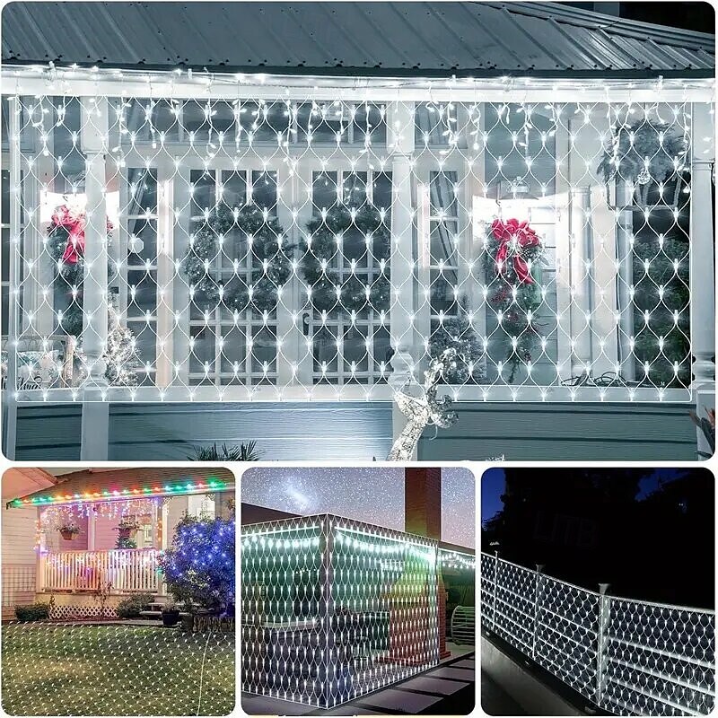 Catena luminosa a LED con rete fatata da 1,5 m*1,5 m / 1,5 m*4,5 m / 3 m*3 m / 6 m*4 m / 8 m*10 m, scelta di luci flessibili per le vacanze, illuminazione colorata per Natale, luci decorative per del 2025 a $12.99 –P8