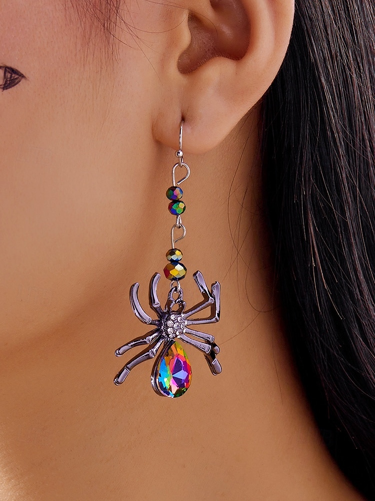 Boucles d'oreilles pendantes araignées d'Halloween pour femmes – design en alliage de cristal coloré, bijoux légers pour fêtes, cosplay et événements en boîte de nuit de 2026 ? $7.99 –P2