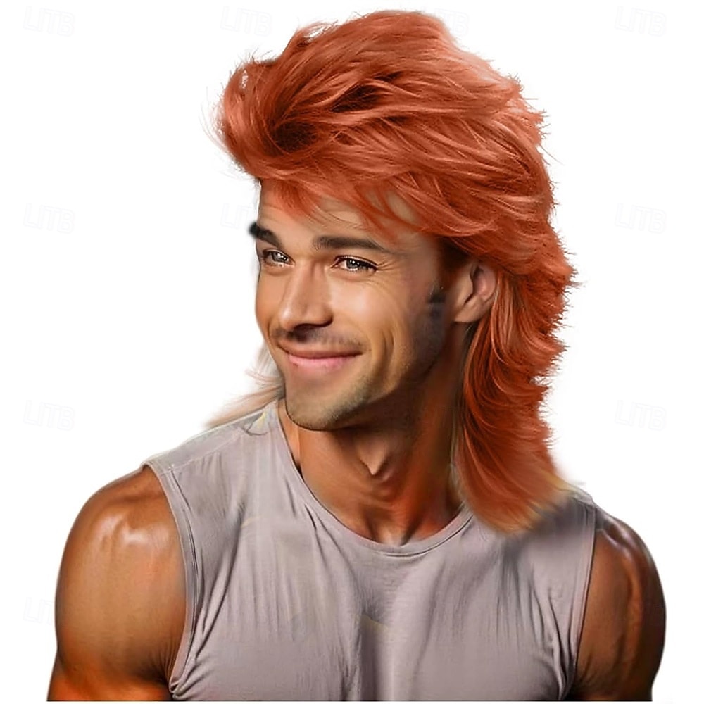 Mullet-peruukki musta 80-luvun miesten peruukki punk rocker hiukset juhlat päivittäin halloween-asut pitkät peruukit 2026 - $21.99 –P7