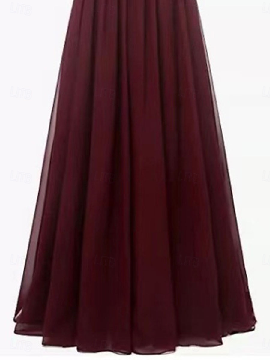 A-Linie Mutter der Braut Kleid Elegant Einfach V-Ausschnitt Bodenlang Ärmellos mit Falten 2025 - $109.99 –P3