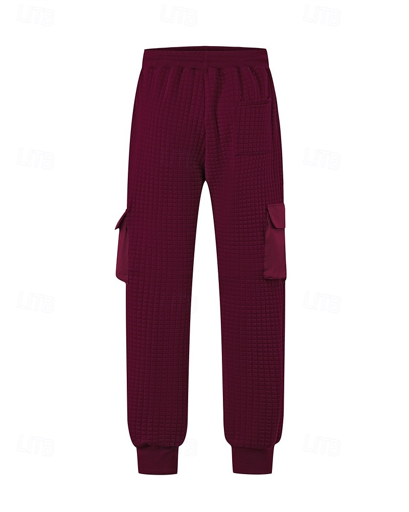 Men's Cargo Sweatpants Sweatpants Joggers Trousers Waffle Pants Drawstring Elastic Waist Multi Pocket Plain Comfort Daily Sports Outdoor Fashion Casual Wine Khaki Micro-elastic 2026 - $21.99 –P19