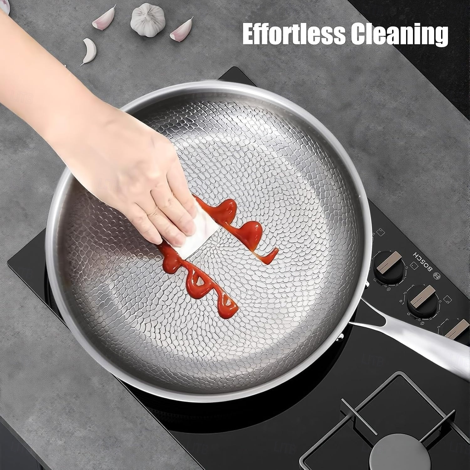 padella martellata in titanio pro con coperchio, padelle antiaderenti multifunzionali ultra resistenti e antigraffio per cucinare in cucina del 2025 a $67.99 –P10