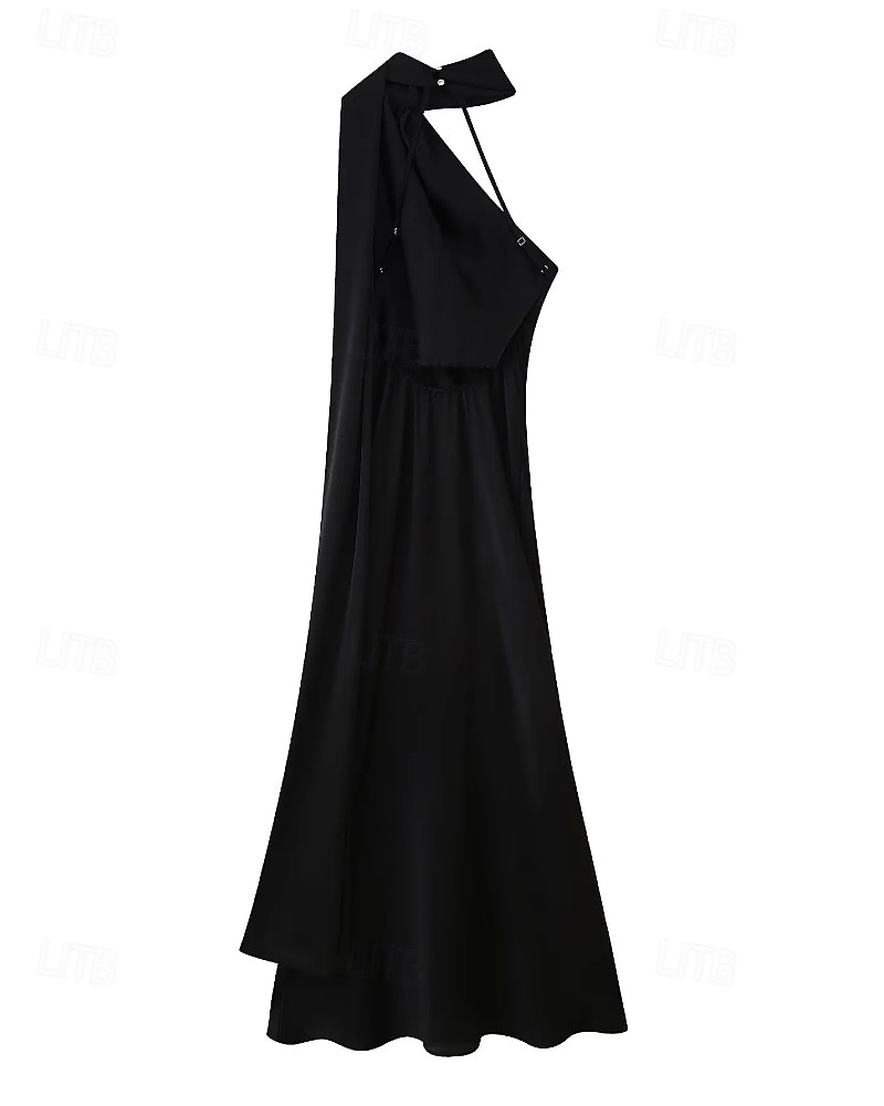 Damen Langes Kleid Maxikleid Abschlussballkleid Partykleid Mode Modern Party Besonderer Anlass Abendgesellschaft Normale Passform Einfach Ärmellos Ein-Schulter Schwarz Sommer 2025 - $30.99 –P2