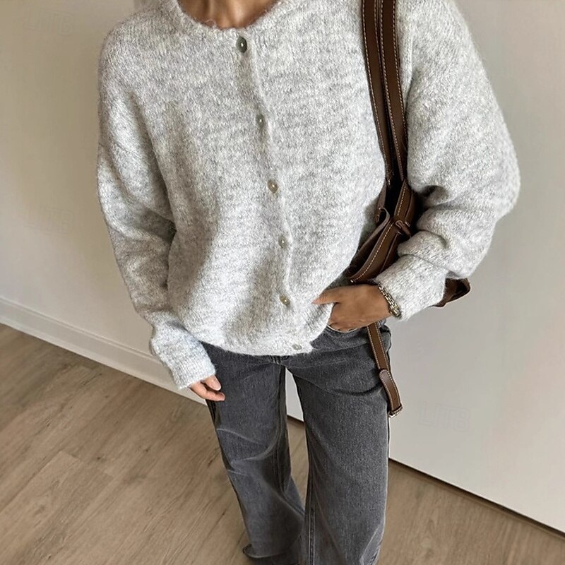 Dames Trui Vest Modieus Streetwear Dagelijks Effen Kleur Geribd Open voorzijde Gebreid Lange mouw Normale tops breien Feestdagen Uitgaan Weekend Wit Rood Herfst Winter 2025 - $31.99 –P1