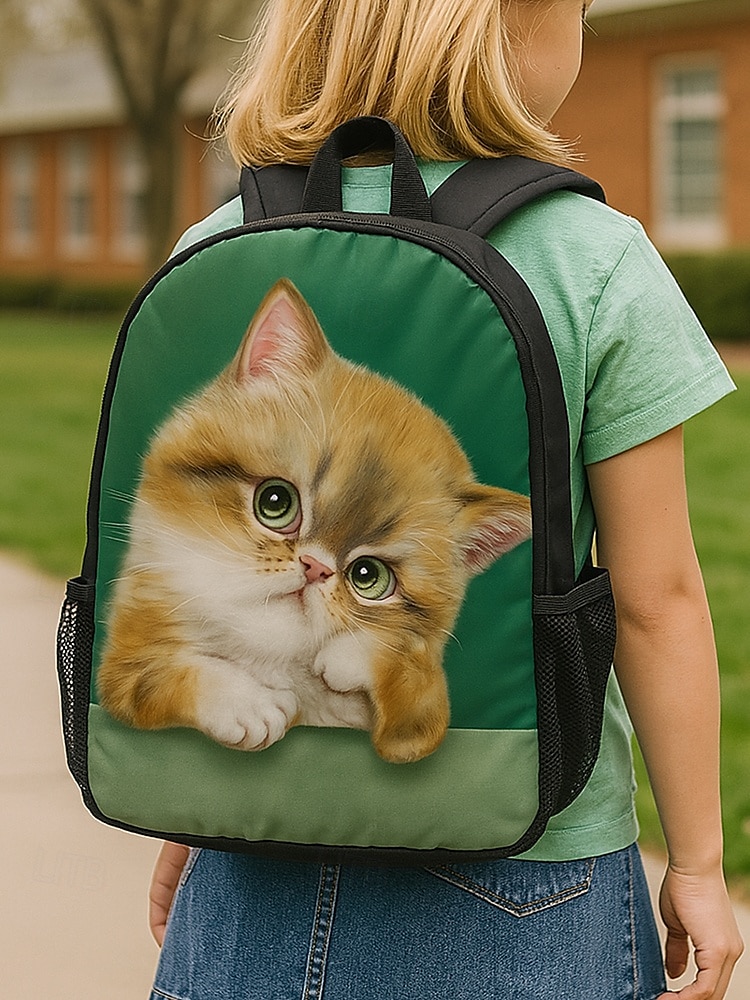 Barnryggsäck med söt kattungetryck och dubbelskiktsdesign från Kayomi Harai - stor skolväska för grundskolan, dagligt bruk och utomhusaktiviteter 2025 - $19.99 –P2