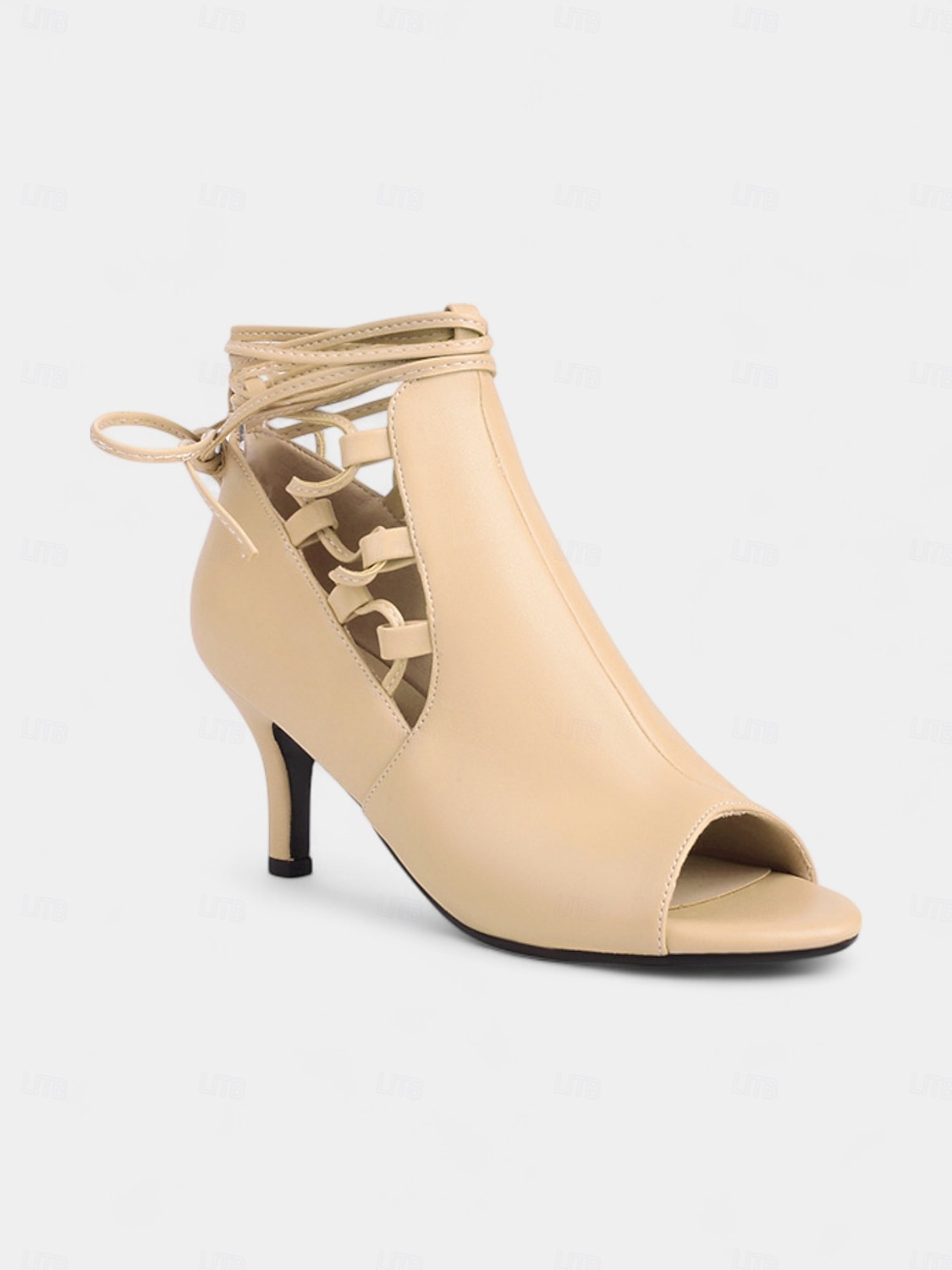 Bottines noires à talons hauts et bout ouvert pour femmes - Bottines courtes à lacets pour les soirées et les tenues de fête de 2025 ? $54.99 –P7