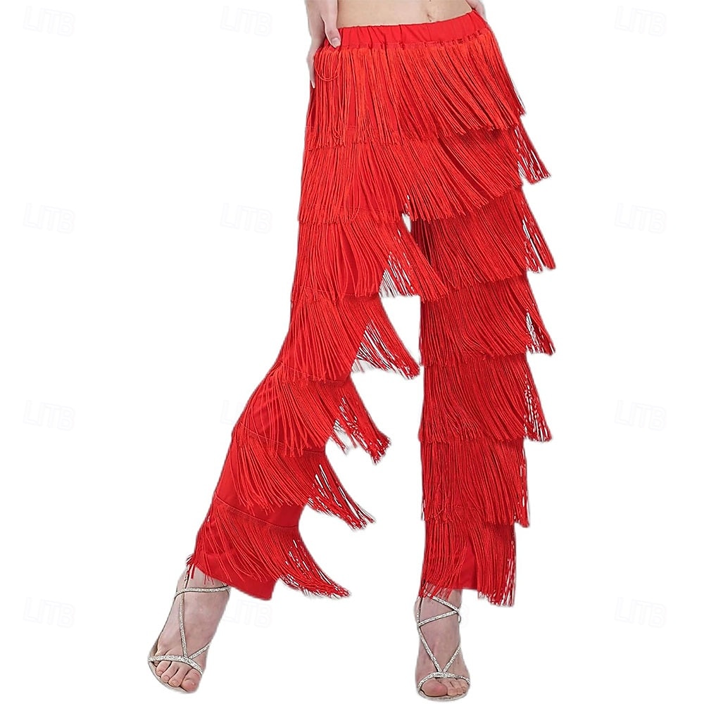 Meisjes Latijns-Amerikaanse dansbroek met kwastjes, danszaaldans, professionele kinderrumba tango salsa oefenbroek met kwastjes. 2025 - $27.99 –P6