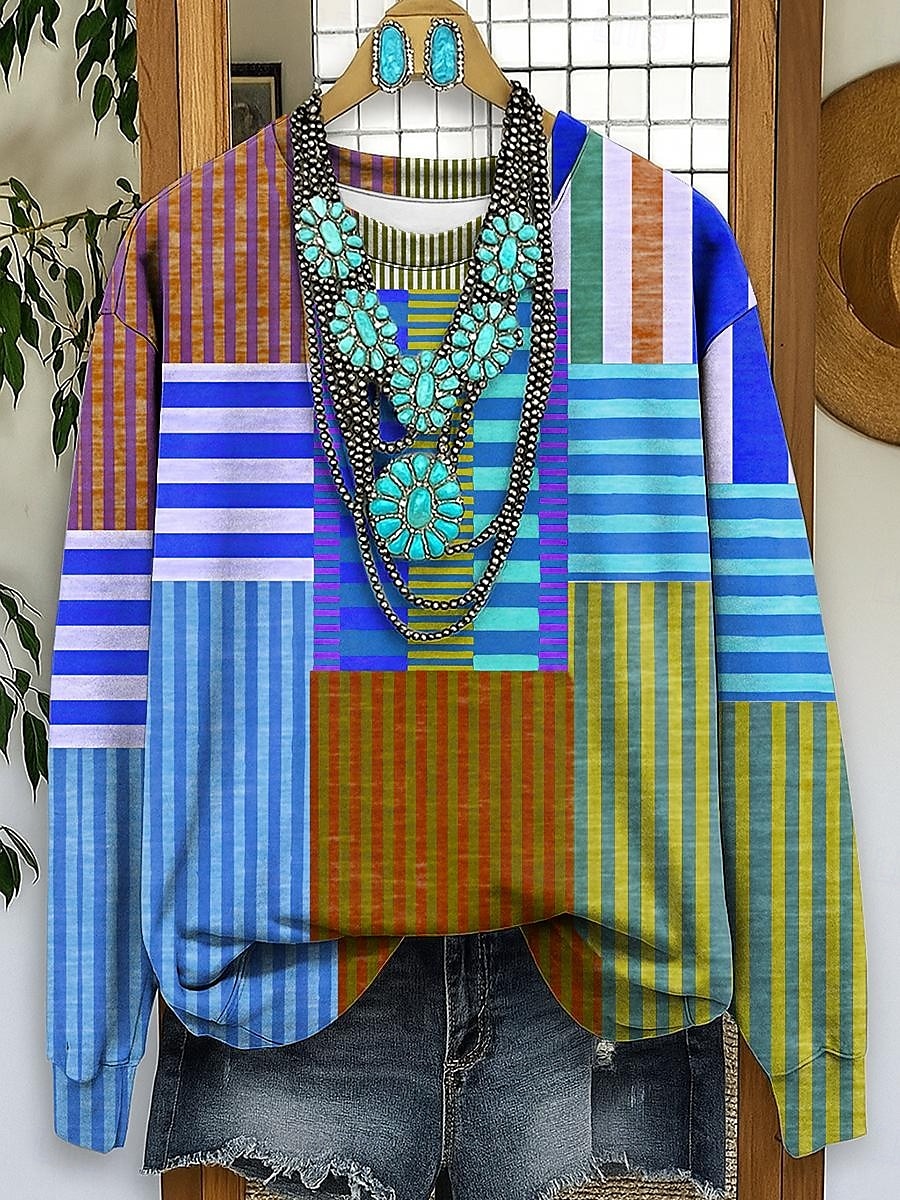 Pentru femei Hanorace Grafic Dungi Casual Manșon Lung Stil Nautic Topuri obișnuite Stradă Zilnice Casual Imprimeu Galben Roșu-aprins Albastru piscină Mov Toamnă Iarnă 2025 - $24.99 –P4