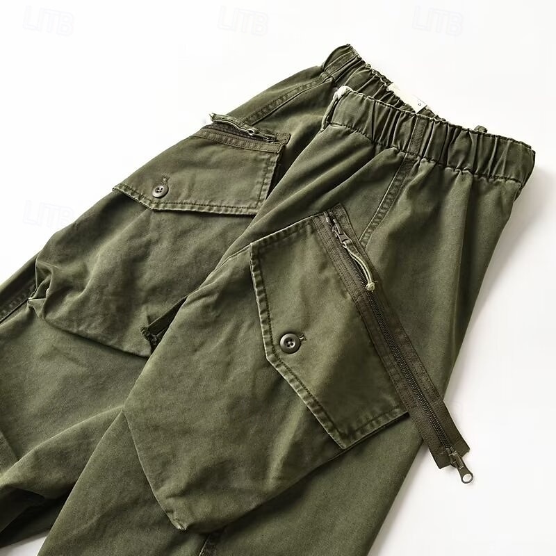 Homens Calças Cargo Calças Cintura elástica Com Cordão Bolso multi Tecido Vestível Ao ar livre Diário Acampar e Caminhar Moda Clássico Verde Cáqui de 2025 por $28.99 –P7