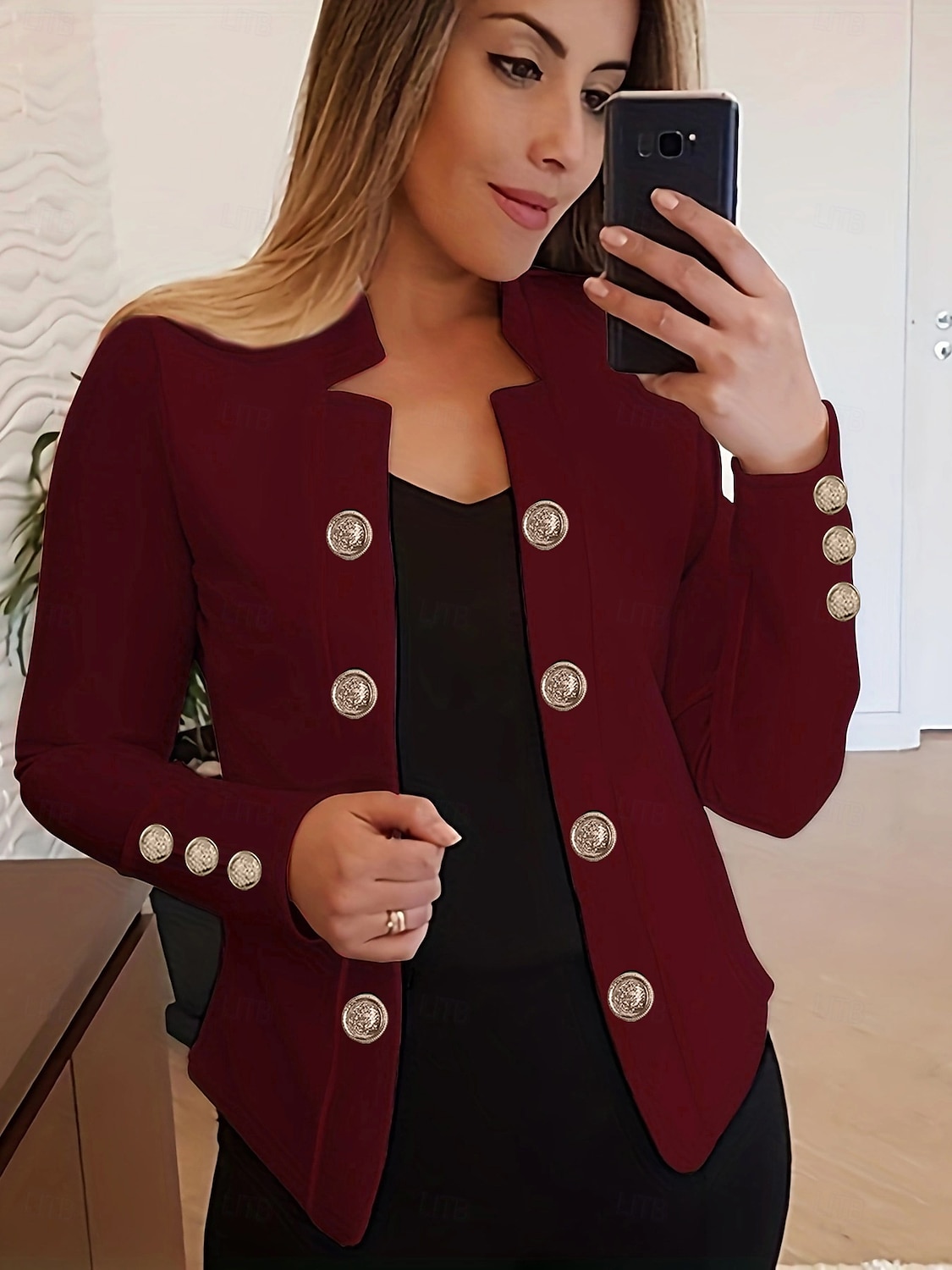نسائي سترة مريح متنفس Buttons موضة الحديث سهل عمل مناسب للبس اليومي عادية مرتفعة عادي كم طويل ملابس خارجية زهري فاتح أسود أبيض الربيع الخريف 2025 - $23.99 –P12
