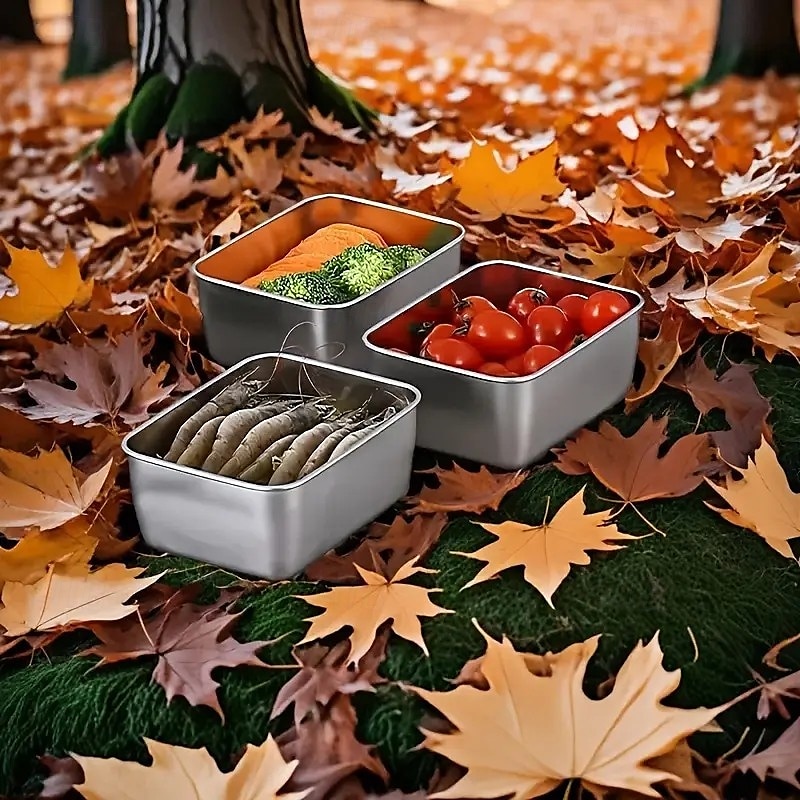 Contenitori per alimenti in acciaio inossidabile da 7 pezzi con coperchi a scatto, scatole per la preparazione dei pasti impilabili a prova di perdite per campeggio, picnic, casa, ufficio e pranzo a del 2025 a $7.99 –P5