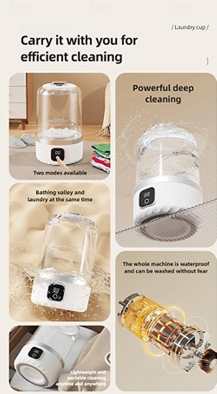 draadloze elektrische wasmachine mini-wasmachine voor reissokken en ondergoed kleine draagbare wasmachine 2025 - $36.99 –P8