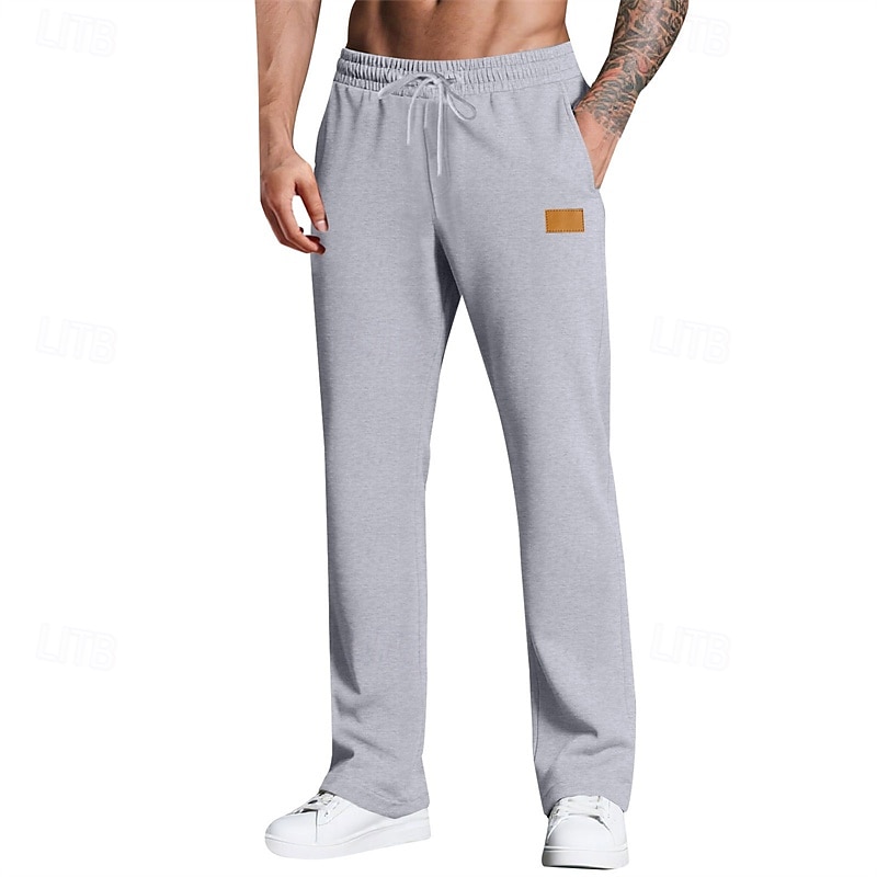 Herr Joggingbyxor Långbyxor Träningsbyxor med raka ben Ficka Elastisk midja Snörning Slät Komfort Utomhussport Dagligen Mode Ledigt Svart Vit Microelastisk 2025 - $17.99 –P7