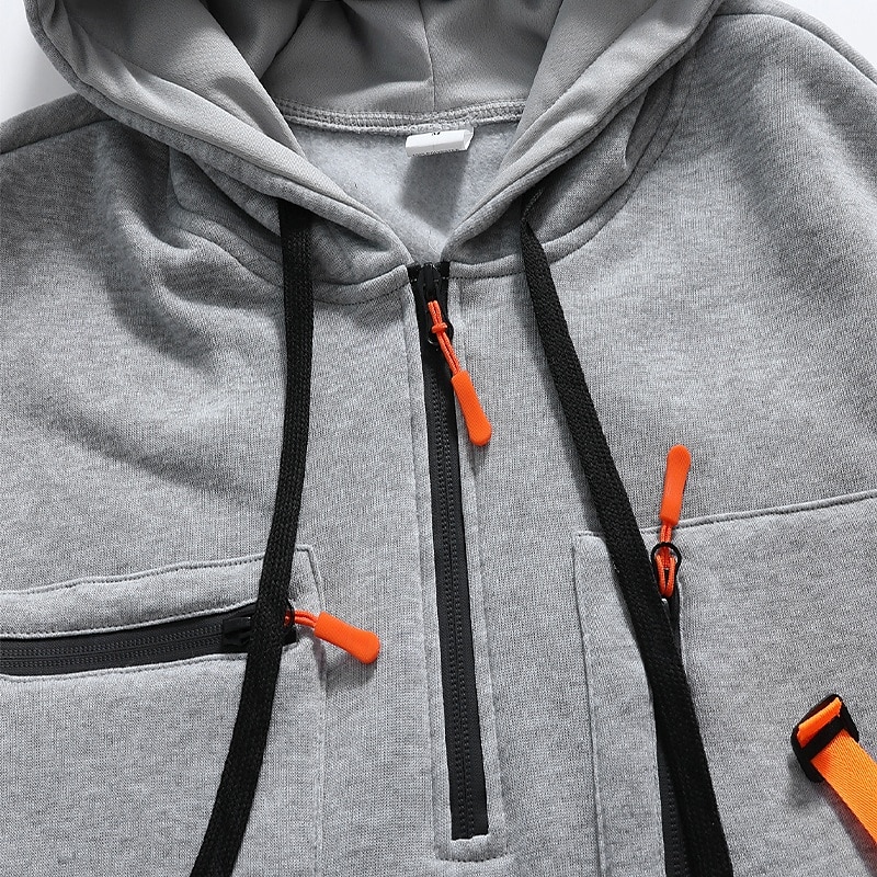 Homme Sweat à capuche Sweat à capuche quart zippé Sweat à capuche tactique Noir Vert Véronèse bleu marine Kaki Gris Clair À capuche Uni Avec Poches Sport & Loisir Occasionnel Quotidien Streetwear de 2025 ? $25.99 –P10