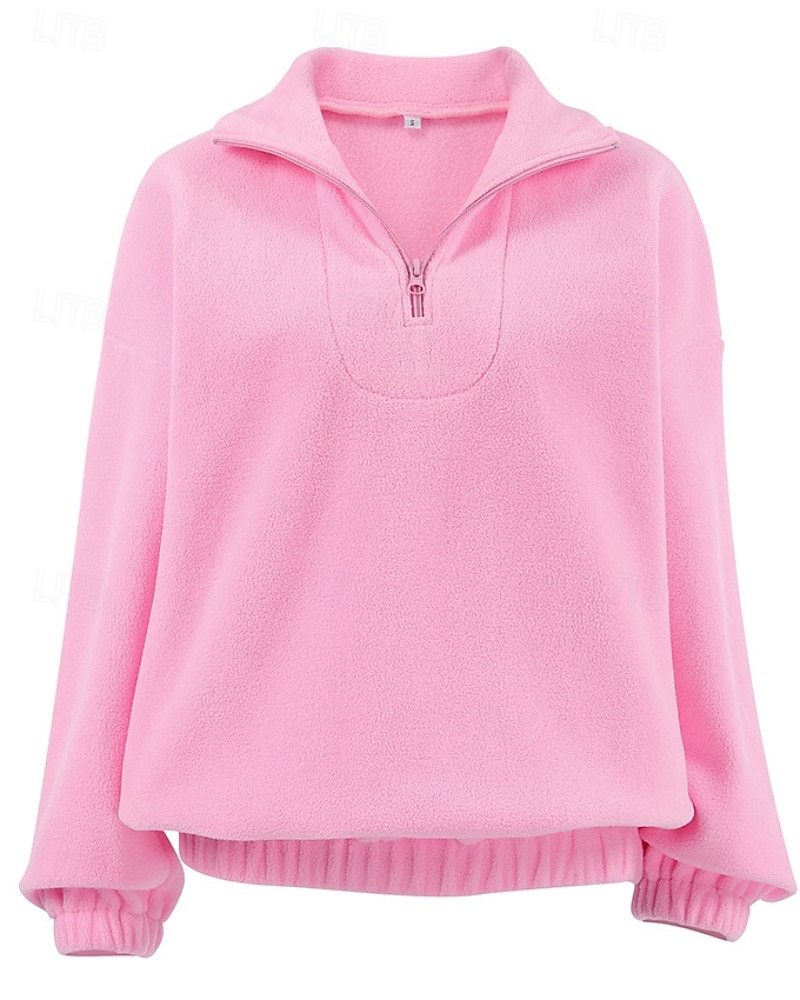 Damen Freizeitjacke Warm Bequem Reißverschluss Lässig Einfach Urlaub Ausgehen Pullover Regulär Umlegekragen Normale Passform Langarm Oberbekleidung Rosa Herbst Winter 2025 - $24.99 –P5