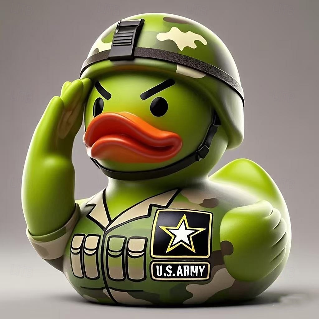 Статуэтка утки из смолы в виде утки-солдата для украшения полки или стола, патриотическое армейское украшение в виде утки в подарок ветеранам или коллекционерам 2026 - $19.99 –P5