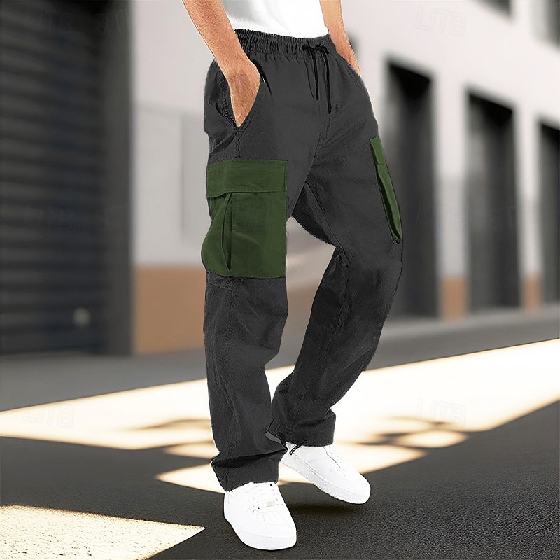 Voor heren Cargohosen Broek Elastische taille Trekkoord Meerdere zakken Kleurenblok Draagbaar Buiten Dagelijks Kamperen&Wandelen Modieus Klassiek Wit Wijn 2025 - $24.99 –P6