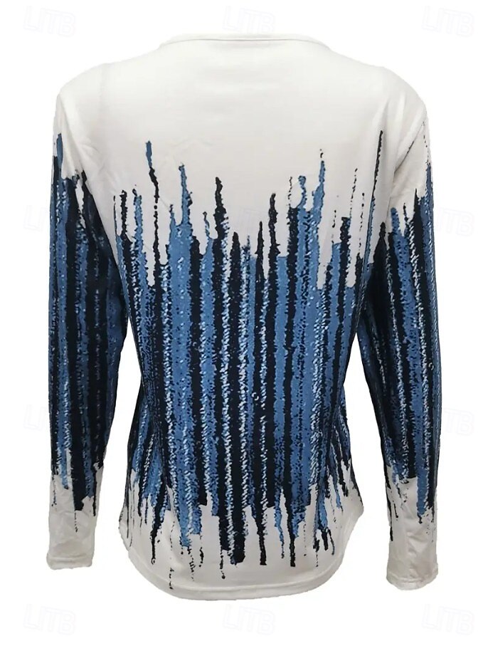 Femmes T-shirt Graphique Géométrique Abstrait ancien Mode Moderne manche longue Col en V Hauts Réguliers Quotidien Week-end Fermeture éclair Imprimé Bleu Violet Vert Printemps Automne de 2025 ? $27.99 –P2