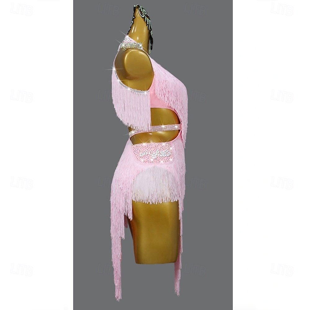 Robe de danse latine glamour à franges pour femme – Costume à franges scintillantes, idéal pour le cha-cha et la rumba &spectacle de salle de bal de 2025 ? $212.99 –P3