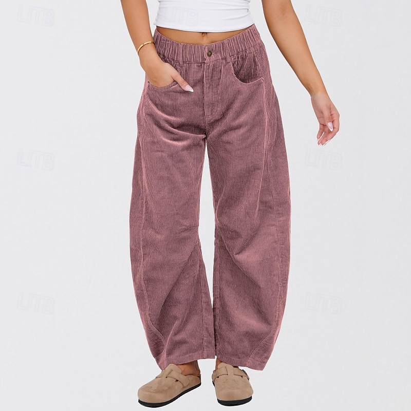 Per donna Gamba larga Pantaloni Eleganti Streetwear Casual Lunghezza intera Naturale Semplice Tasca Elastico in vita Confortevole Streetwear Ferie Weekend Grigio scuro Nero Rosa Verde scuro Autunno del 2025 a $22.99 –P7
