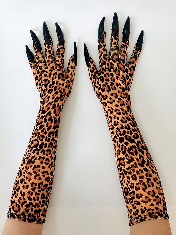 Lange Halloween-Krallenhandschuhe für Damen – Kunstnageldesign, dehnbares Polyester, gruseliges Cosplay-Kostümzubehör für Partys und Veranstaltungen 2025 - $9.99 –P13