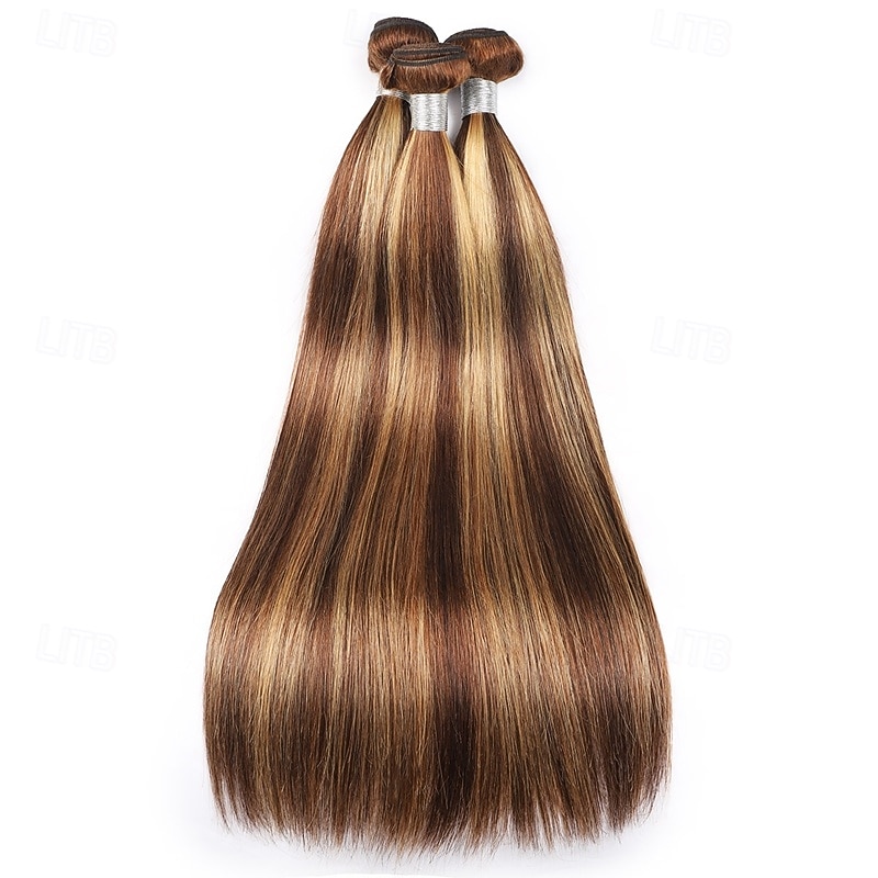 2 pacotes de cabelo humano com mechas p4/27, cabelo liso, 30-70 cm (12-28 polegadas) de 2026 por $104.99 –P3