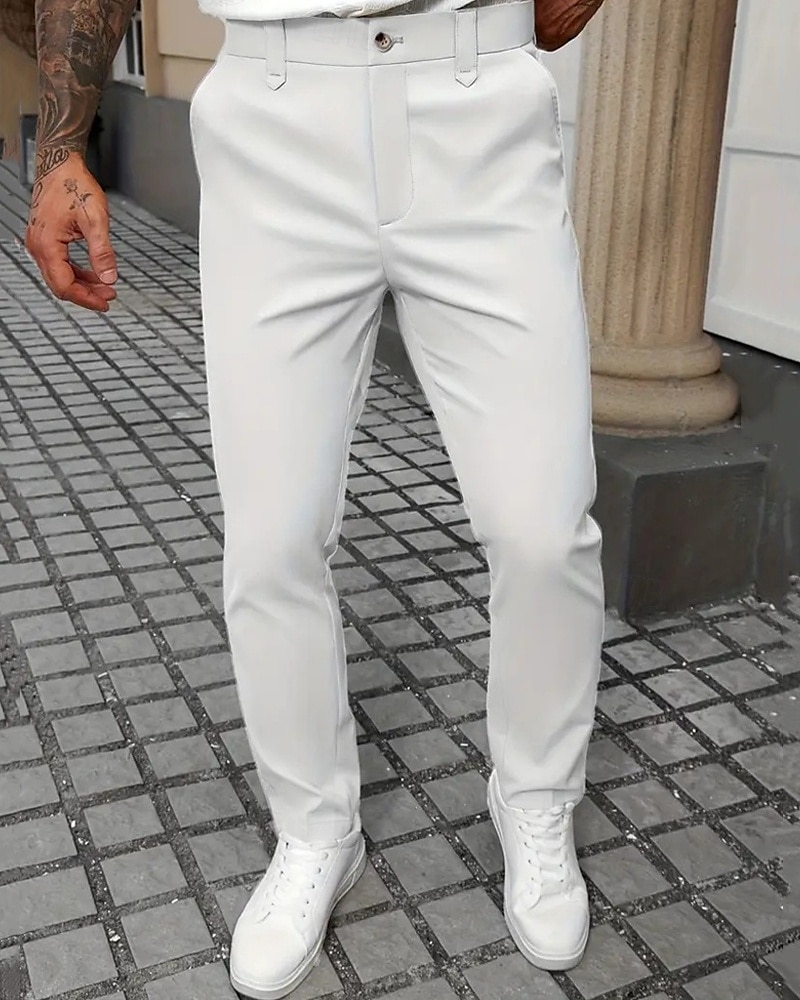 Hombre pantalones de traje Pantalones Chinos Bolsillo Botones Plano Comodidad Formal Fiesta Trabajo Moda Estilo clásico Negro Blanco Microelástico 2025 - $22.99 –P2