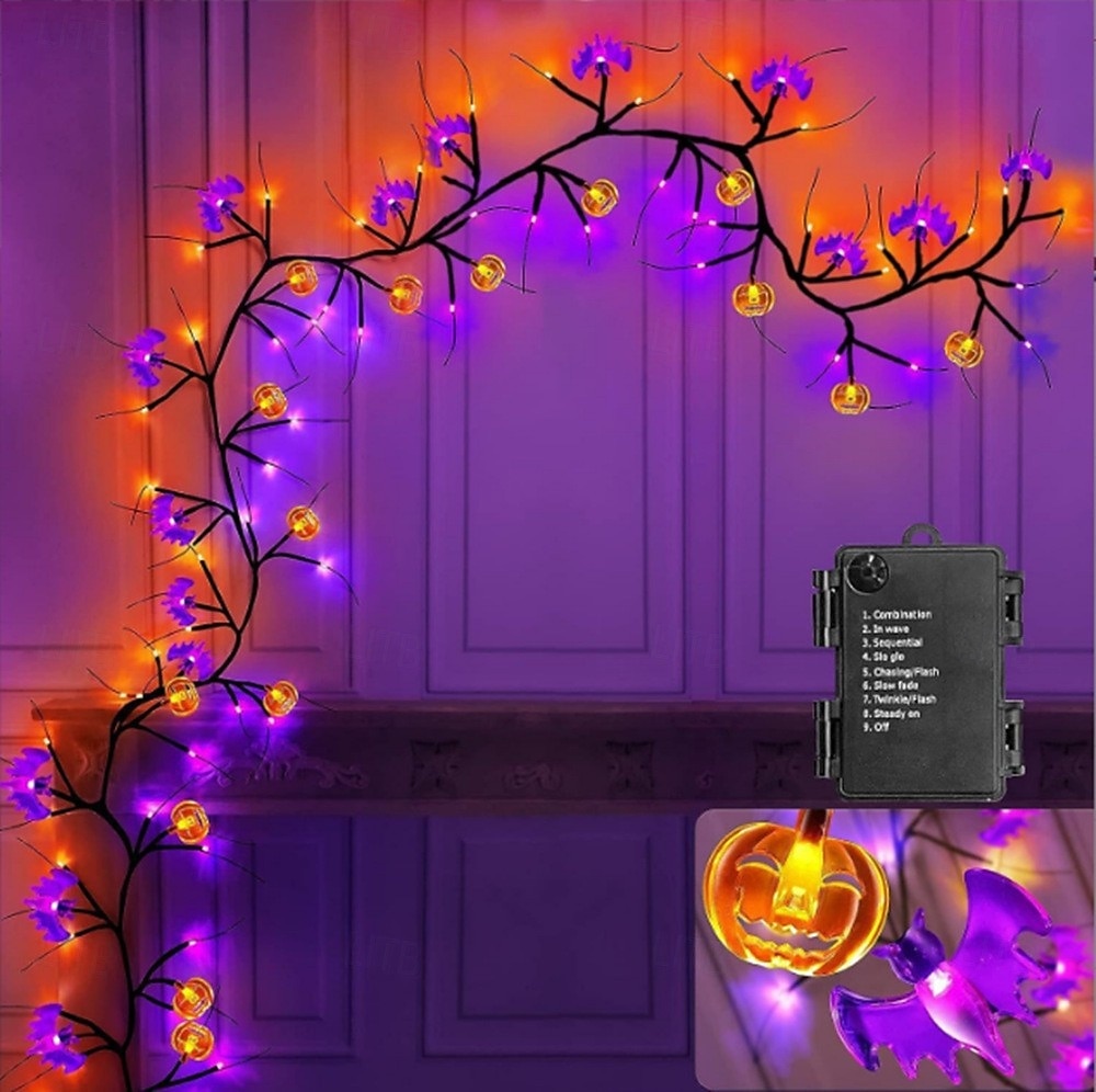 LED Halloween Decorative Branch Lights with Bat Pumpkin Vine Design Battery Operated Festival Atmosphere Lighting for Bar, Party, Indoor & Outdoor Decor 2026 - $26.99 –P9