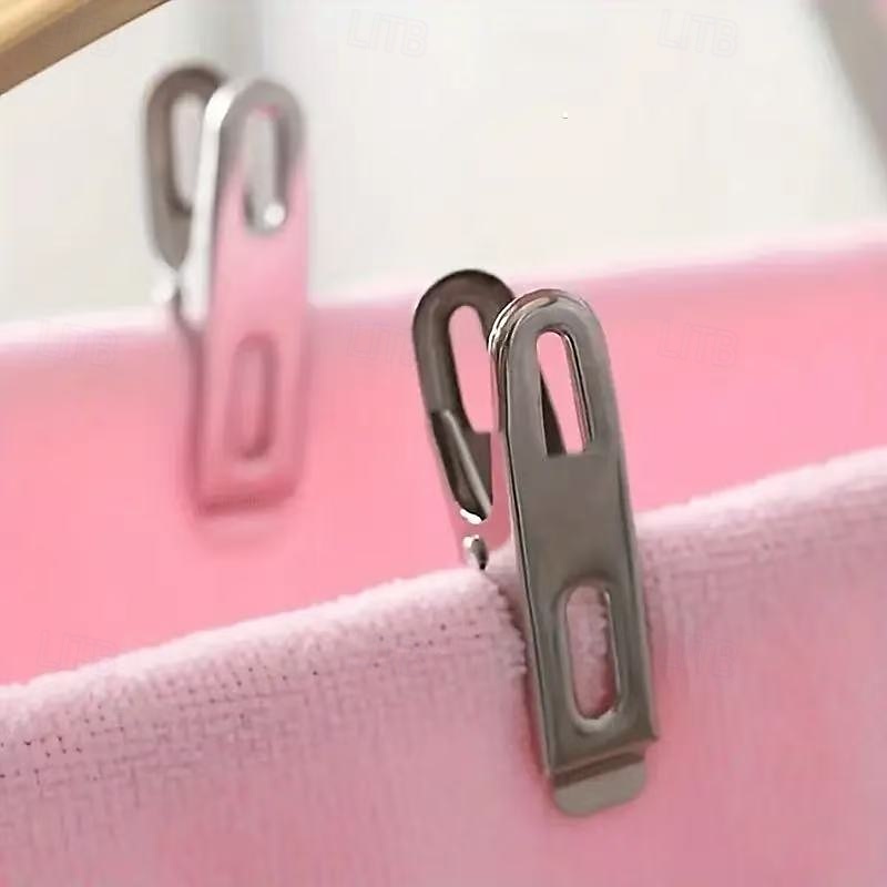 100 stk. klesklyper i rustfritt stål, sklisikre, vindtette klesklyper i metall, slitesterke rustbestandige klesklyper for innendørs bruk &utendørs bruk, sokkeorganiseringsknagger med sterkt grep 2026 - $16.49 –P7