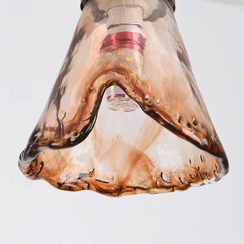 Nordic Style Retro Brown Single-Head Mini Pendant Lighting, Creative Cognac Color Clear Glass Lampshade Chandelier, Simple Metal Lamp Holder Hanging Lamp 2025 - $121.99 –P4