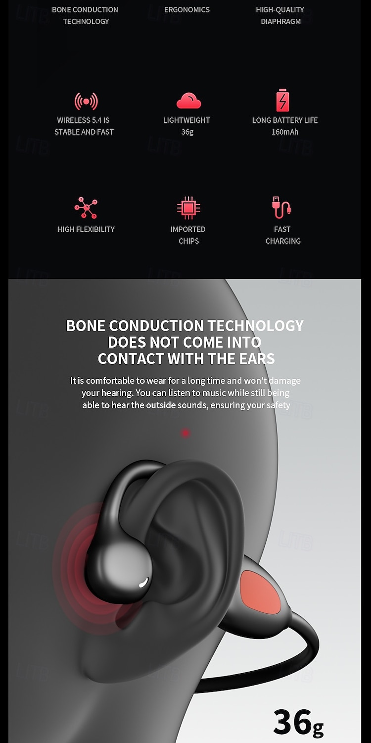 Bone Conduction Headphones 16 Hours Of Playback Time Open Ear Headband Wireless Earbuds Ipx6 Waterproof Sports Headphones With Microphone For Running Cycling Valentine's Day Gift 2026 - $24.99 –P2