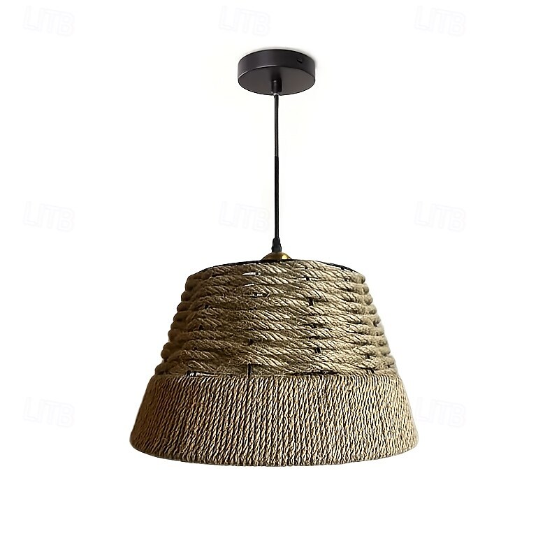Suspension rustique en corde de chanvre, design conique en forme de cloche tissée à la main, lumière blanc chaud/blanc, e26/e27, chaîne réglable de 2025 ? $116.99 –P6