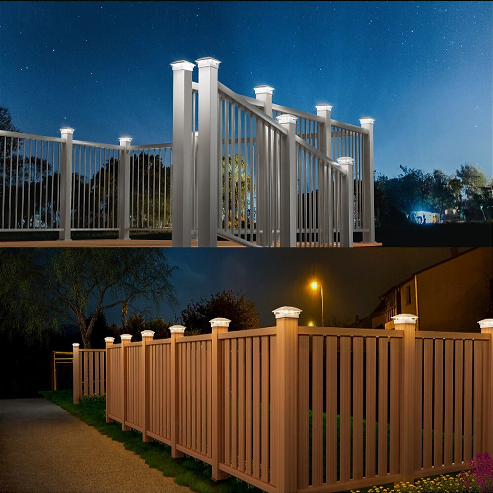 Fari a colonna solari con luce calda e bianca integrati, luci a colonna 4x4 per esterni, impermeabili, per giardino, terrazza, recinzione decorativa, 1 pz. del 2025 a $29.99 –P2