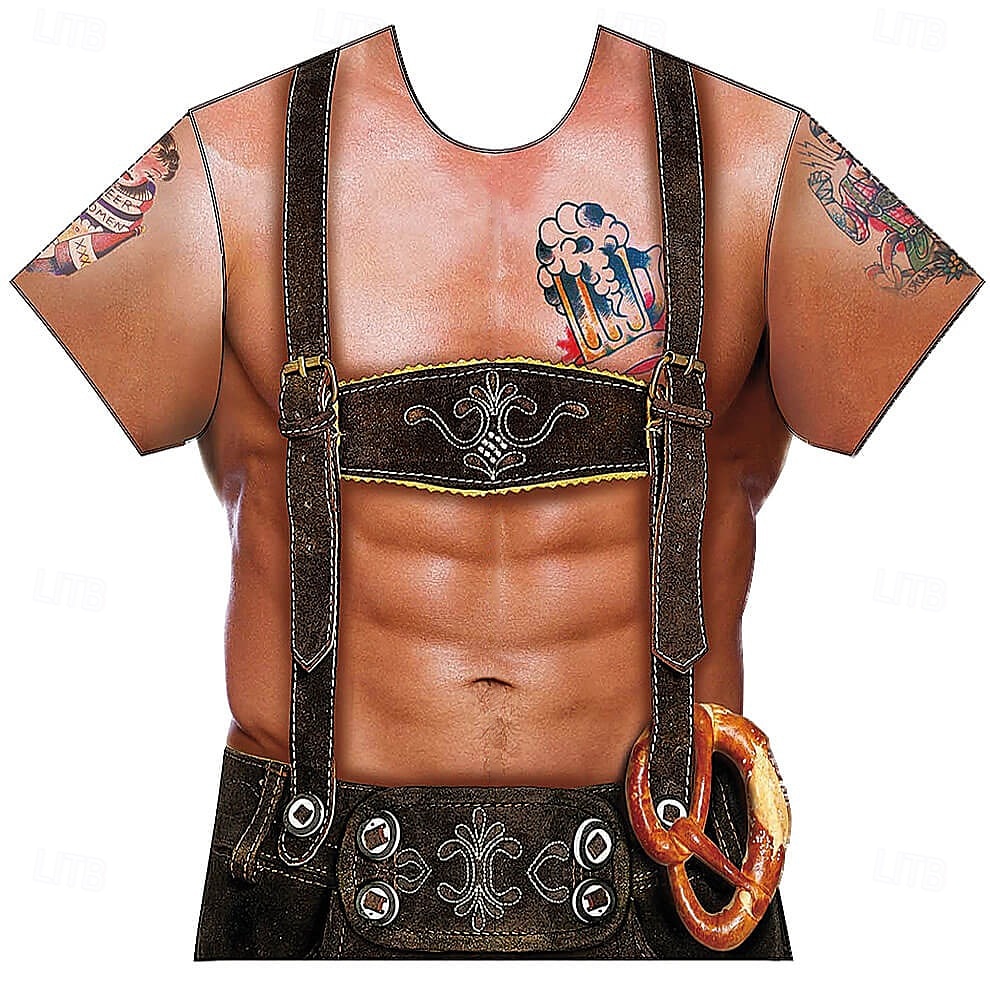 Októberi fesztivál Lederhosen nyomtatás Póló bajor München Német Grafikus Kompatibilitás Férfi Felnőttek Farsang Októberi fesztivál 3D nyomtatás Parti Alkalmi / Napi 2025 - $17.49 –P3