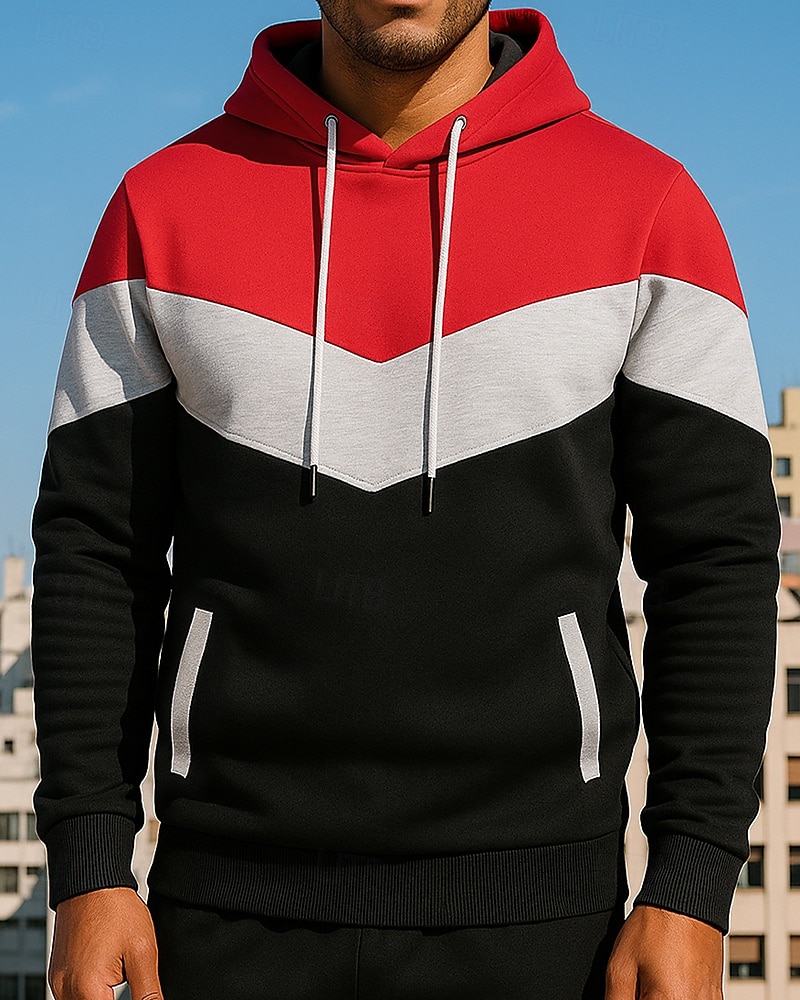 Per uomo Top casual Felpa con cappuccio Felpe Coulisse Tasca Manica Lunga Top Athleisure Autunno Blocco di colori Antivento Escursionismo Allenamento Atletico abbigliamento sportivo Abbigliamento del 2025 a $25.99 –P1