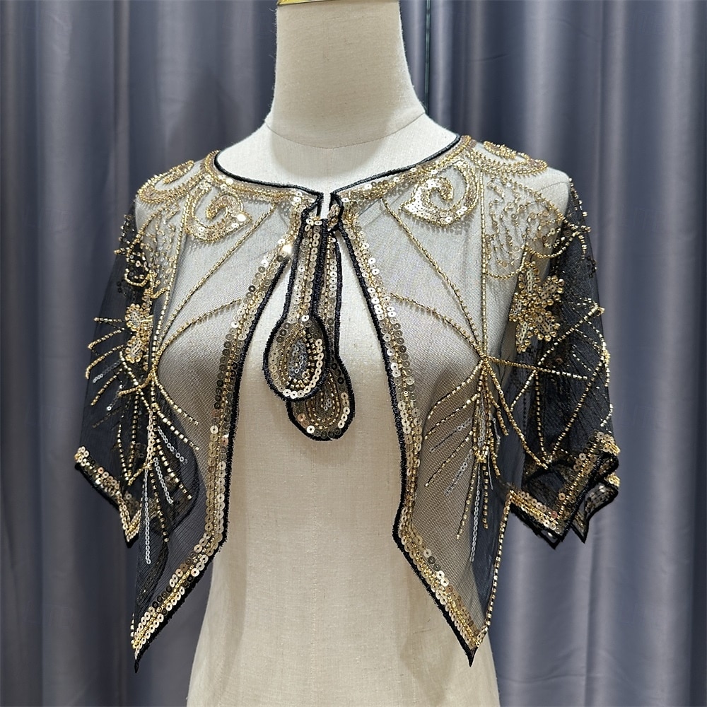 Kvinne wrap elegant solbeskyttelse kort erme blonde bryllupswraps med paljetter bryllup sommer 2025 - $26.99 –P2