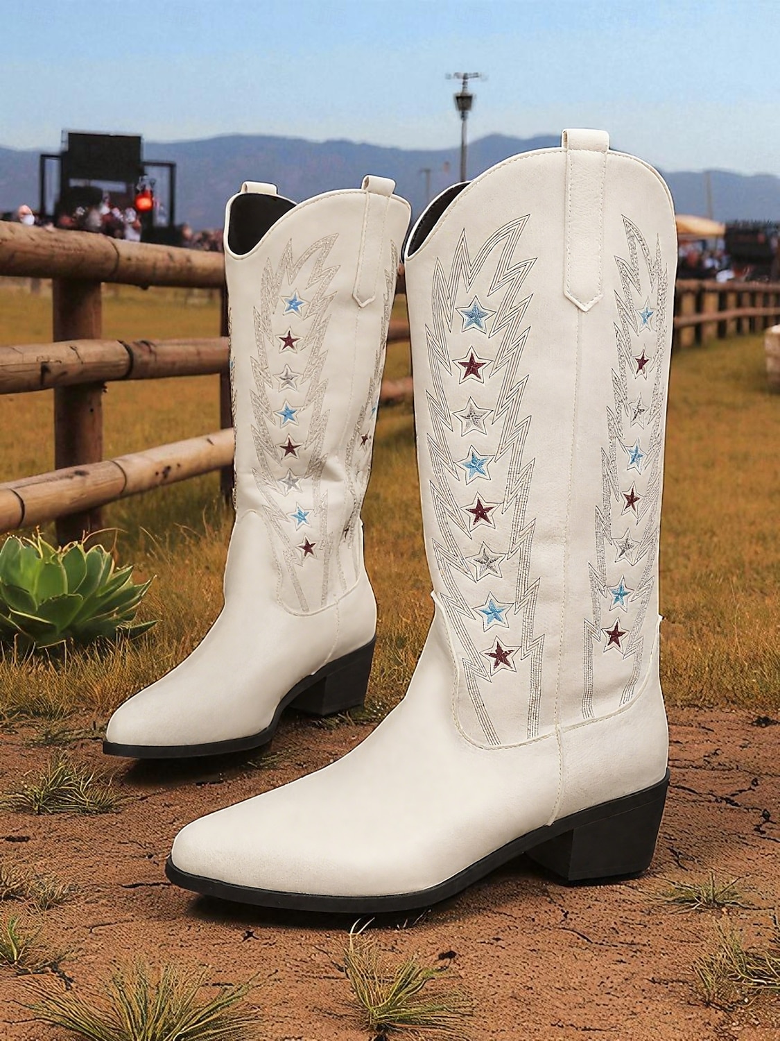 Women's Brown Western Cowboy Boots with Star Embroidery - Comfortable Block Heel Ankle Boots for Country Music Festivals, Outdoor Events, and Everyday Wear 2025 - $42.99 –P2