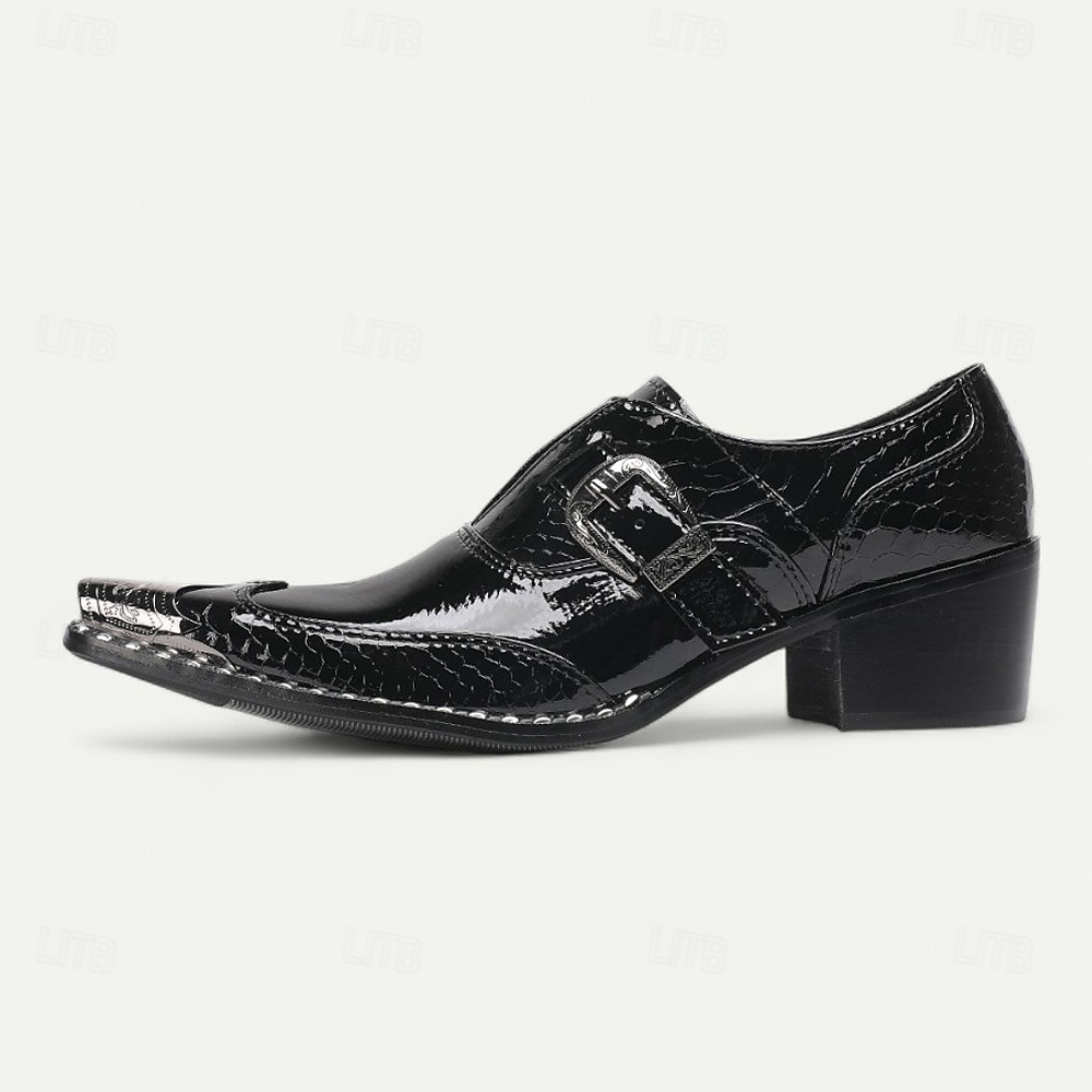 Men's Black Glossy Monk Strap Shoes - Premium Cowhide Double Buckle Formal Shoes for Special Occasions and Fashion-Forward Events 2025 - $129.99 –P3
