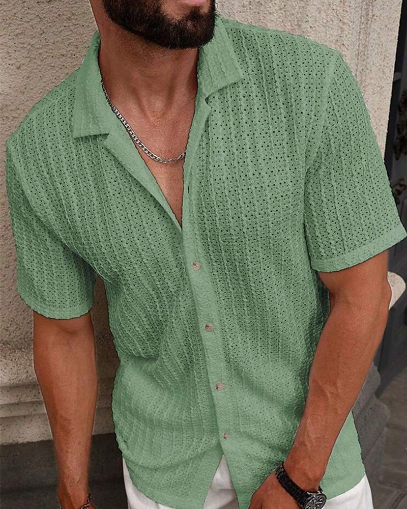 Per uomo Camicia Camicia Estiva Camicia casual Camicia da Spiaggia Camicia con Bottoni Marrone Scuro Nero Bianco Verde chiaro Blu Manica Corta Semplice Bavero Vacanza Camicia hawaiana Abbigliamento del 2025 a $23.99 –P1