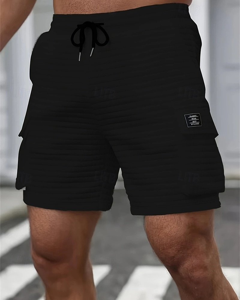 Homme Short gaufré Shorts cargo Shorts Shorts d'été Short décontracté Avec Poches Taille Élastique Cordon de serrage Uni Confort Respirant Court Extérieur Vacances Sport Occasionnel Noir Blanche de 2026 ? $20.99 –P7
