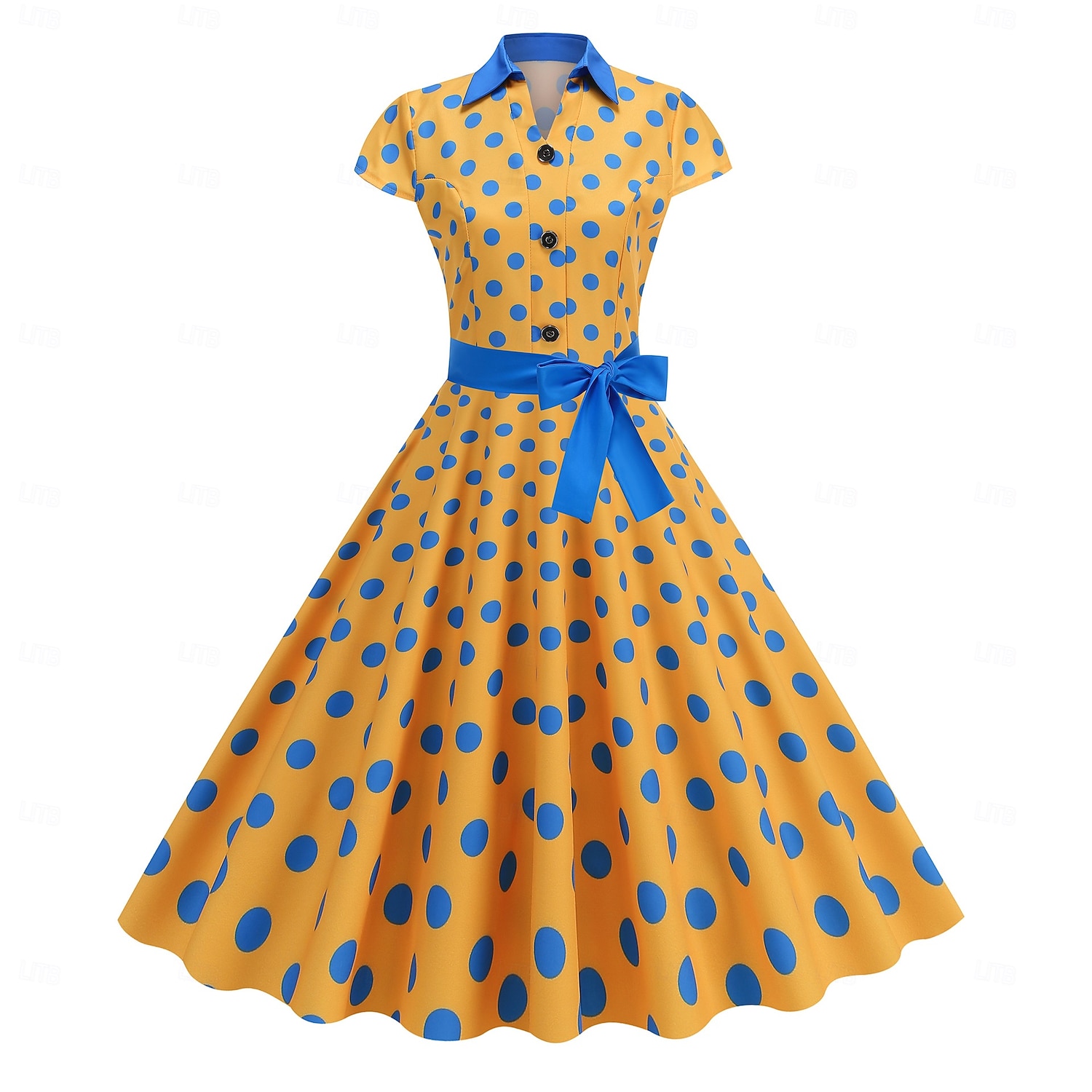 Retro 50. léta Rockabilly Polední Houpací šaty Flare šaty Košilové šaty Přizpůsobení a odlesky Puntíky Maškarní kostým Dámské předvečer Všech svatých Karneval Dovolená Běžné / Denní Retro tematick 2025 - $30.99 –P21