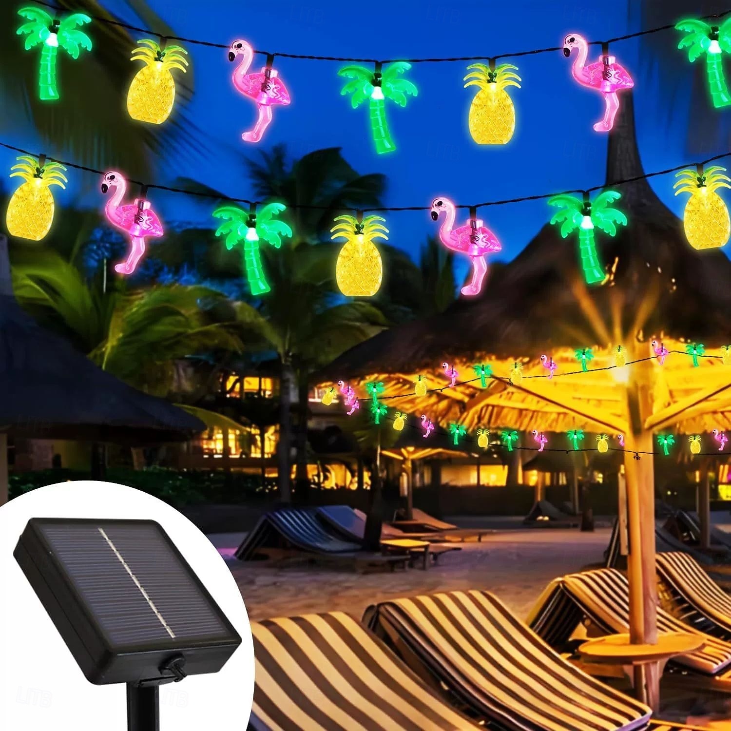 6.5m 30LED Sol Lyskæde Ananas Kokosnøtt Tre Flamingo Feer Lyskæde Høytids Bryllup Hage Sjøside Fest Dekorasjon 2026 - $51.99 –P1