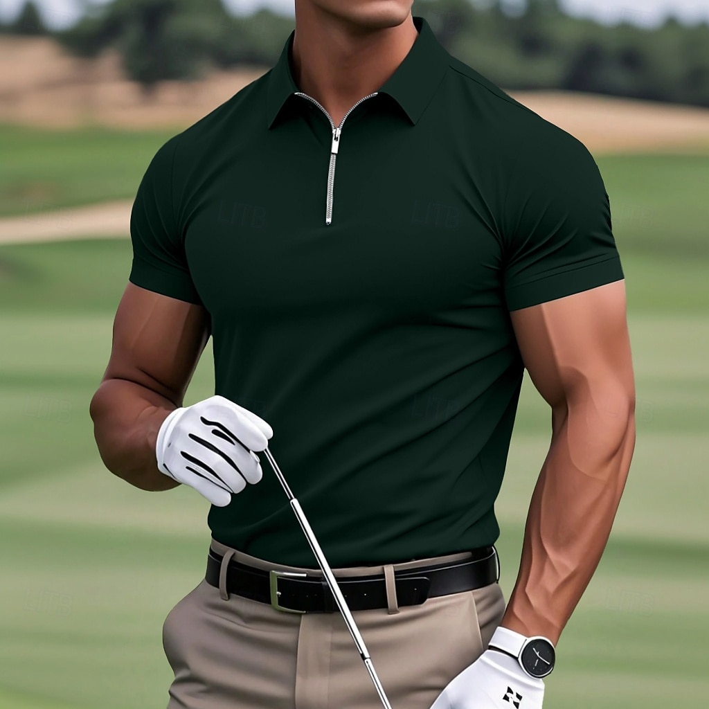 Homme Polo Polo quart de zip Occasionnel Sports Revers Zip quart Manche Courte Mode Basique Uni Quart de zip Été Printemps Coupe Standard Vert Armée Vin Noir Blanche bleu marine Bleu Roi Polo de 2025 ? $12.99 –P7