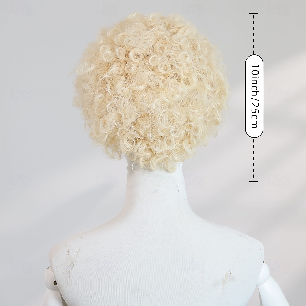 10‑Inch Gold African Curl Wig for Women – Full Bangs, Long Synthetic Hairpiece, Perfect for Halloween Cosplay & Party Looks 2025 - $28.99 –P6