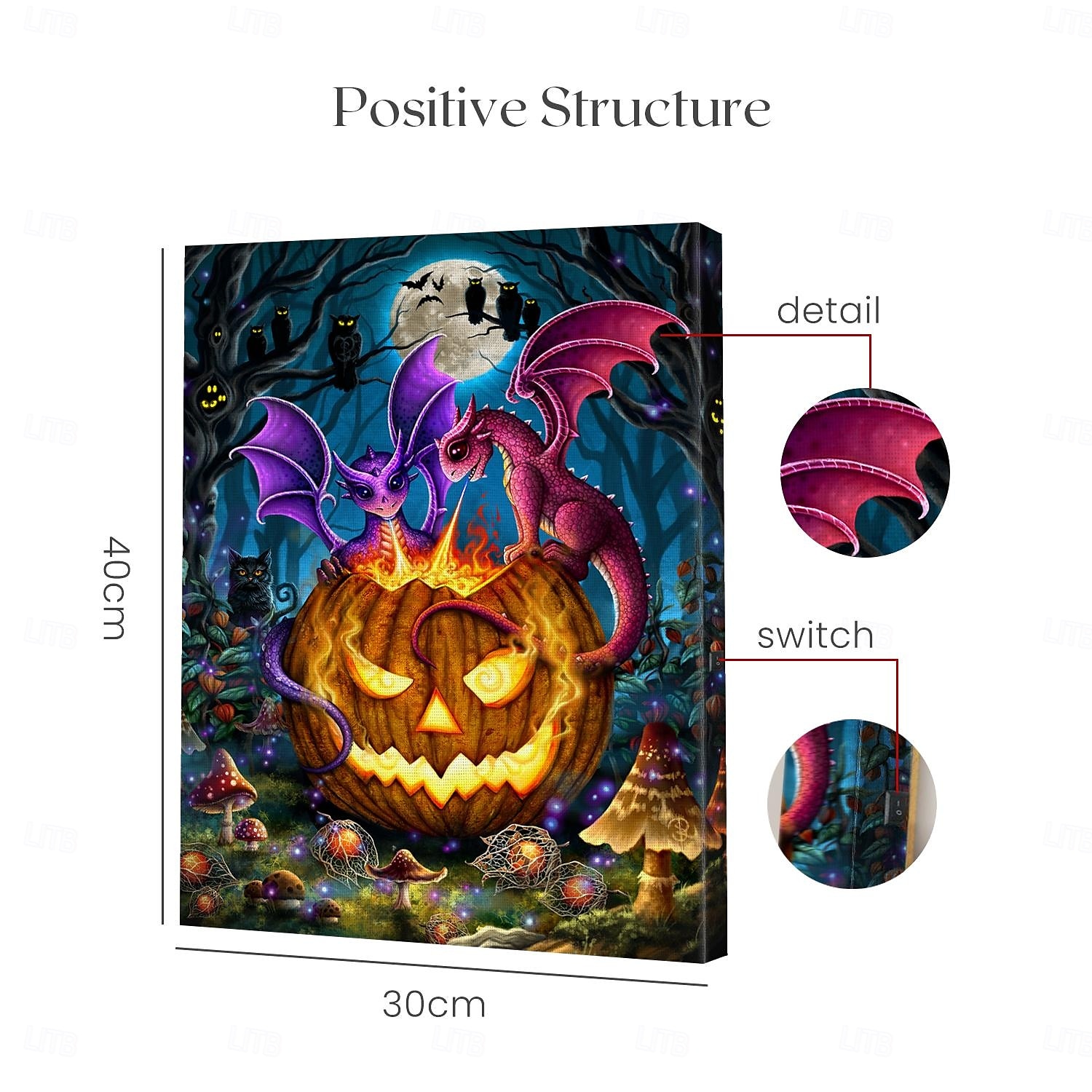 Halloween-LED-Wandbild auf Leinwand, der leuchtende Kürbis von Sarah Richter, LED-beleuchtete Wanddekoration, batteriebetrieben, beleuchteter Leinwanddruck, LED-Licht, Küche, Schlafzimmer oder 2025 - $35.99 –P8