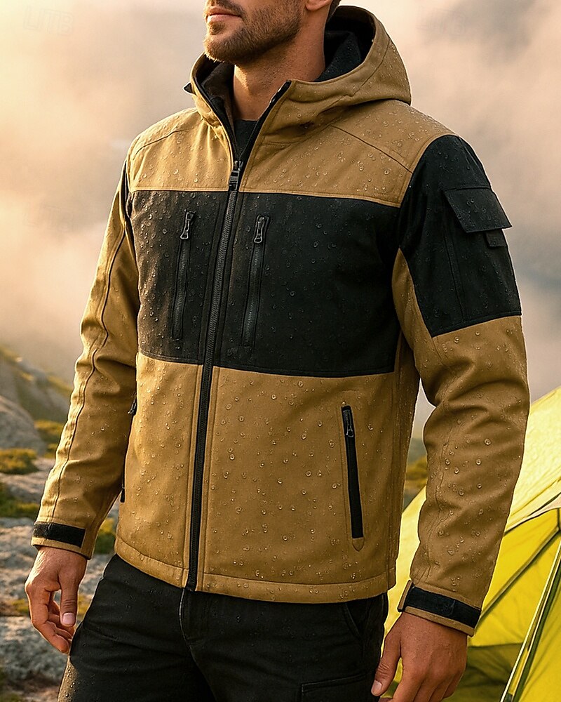 Per uomo Giacca a Vento Giacca softshell Inverno All'aperto Patchwork Calore Termico Impermeabile Antivento Top Nero Verde Cachi Grigio del 2025 a $29.99 –P3