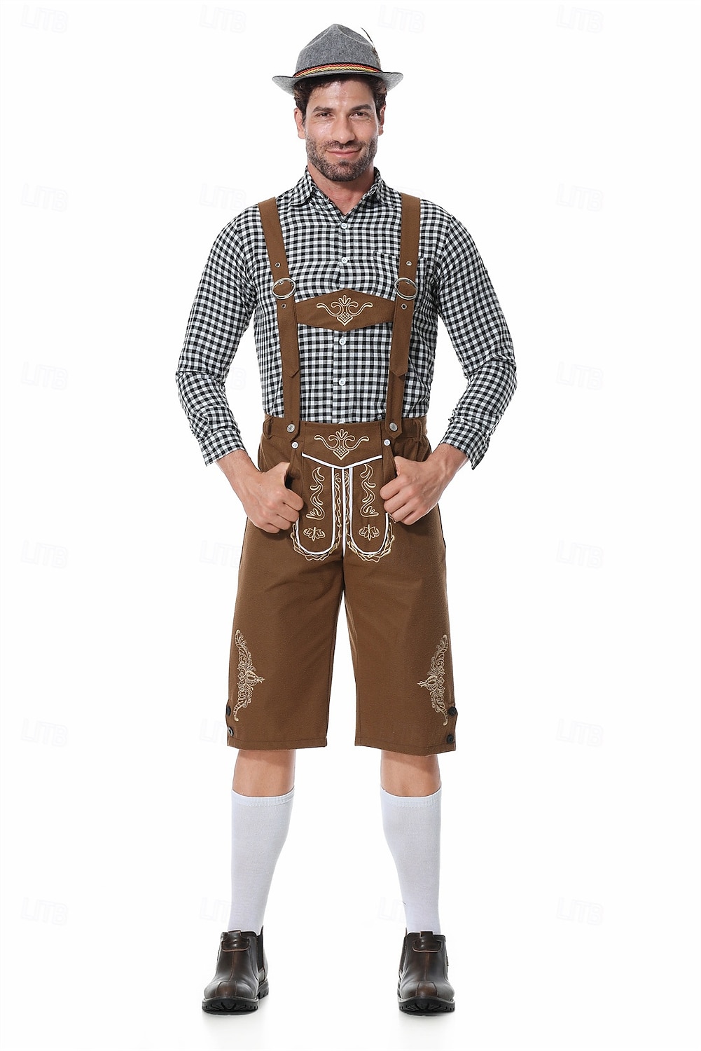 Oktoberfest lederhosen Cămașă bavareză Germană Munchen Pajiști Bărbați Carnaval Petrecere Festivalul de Bere Pânză în stil tradițional 2026 - $66.99 –P9