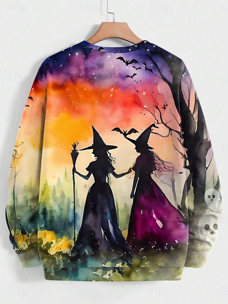Per donna Felpe Grafico Strega Casual Manica Lunga Girocollo Top Regolari Streetwear Stampato Arancione Verde Autunno Inverno del 2025 a $24.99 –P3