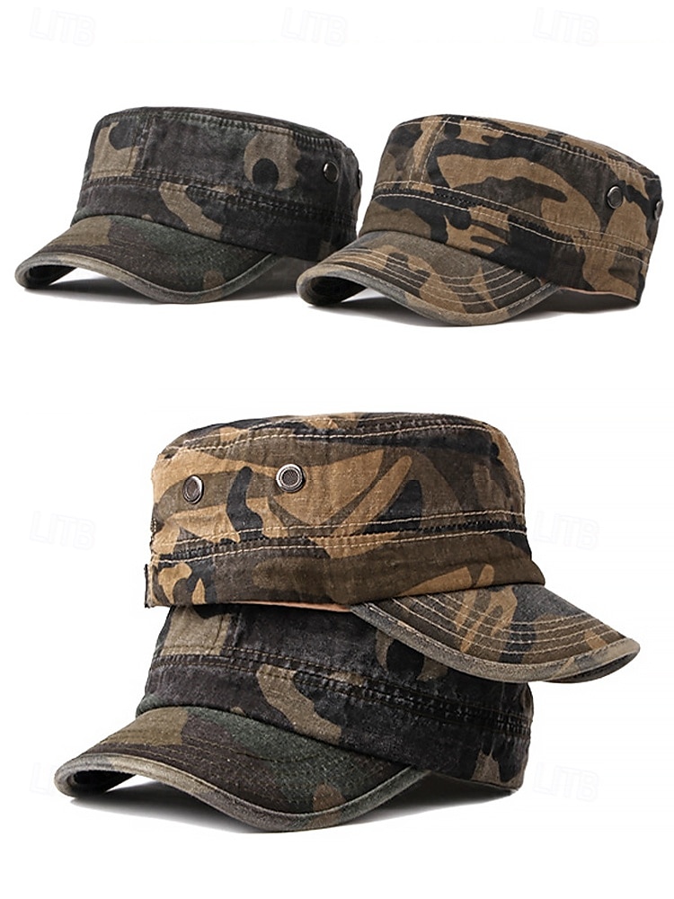 Militär-Kadettenmütze im Camouflage-Look für Herren – Baumwollkappe im Army-Stil mit verstellbarer Passform für Outdoor-Abenteuer und Streetwear 2025 - $14.99 –P2