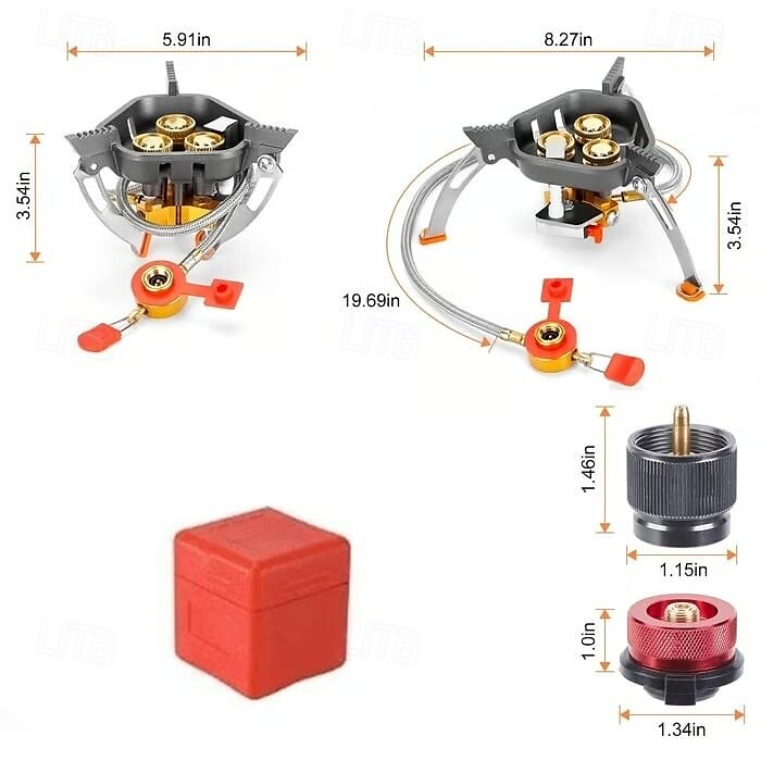 Fornello da campeggio antivento da 12800 W, fornello a gas da campeggio con accensione piezoelettrica, fornello a butano portatile pieghevole a tre bruciatori per esterni, per escursionismo, zaino in del 2025 a $39.99 –P7